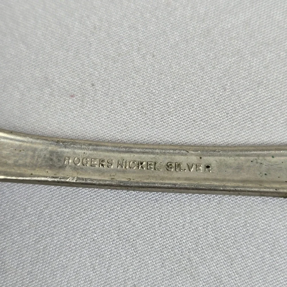 Serving Spoon & Fork, Rogers Nickel Silver Spoon, R.C.C.O Bouquet Plate Fork Vtg